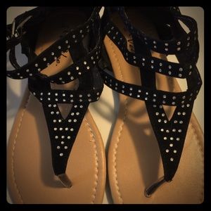 Black Rhinestone Sandals